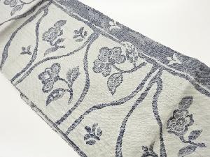 手織り紬草花模様織出し名古屋帯